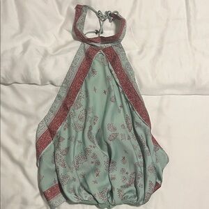 Free People 1 Thing Halter Bodysuit in a paisley print and green floral design